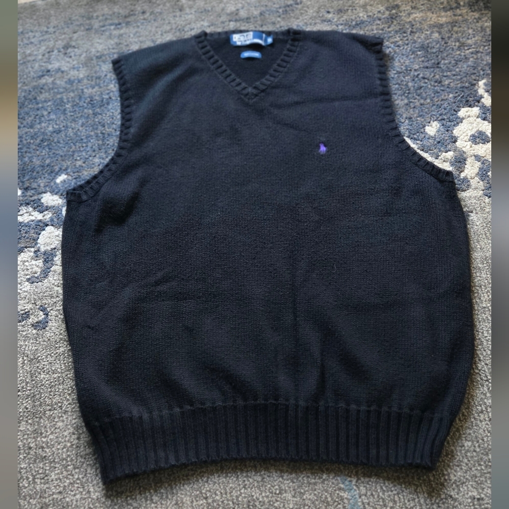Polo by  Ralph Lauren Men’s  V-Neck Wool Sweater Vest Size XL  Blue Pimma Cotton